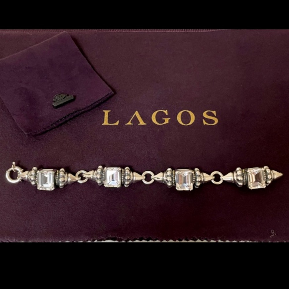 Rare Estate Sterling Silver & 18k Yellow Gold LOGOS Glacier White Topaz Bracelet